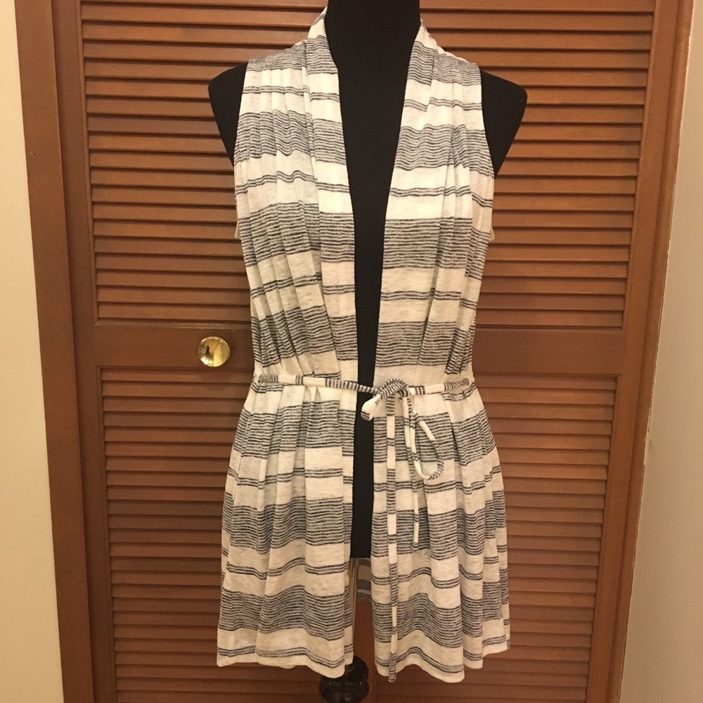 Saturday Sunday Sky Stripe Blue & White Vest M Anthropologie Anthro